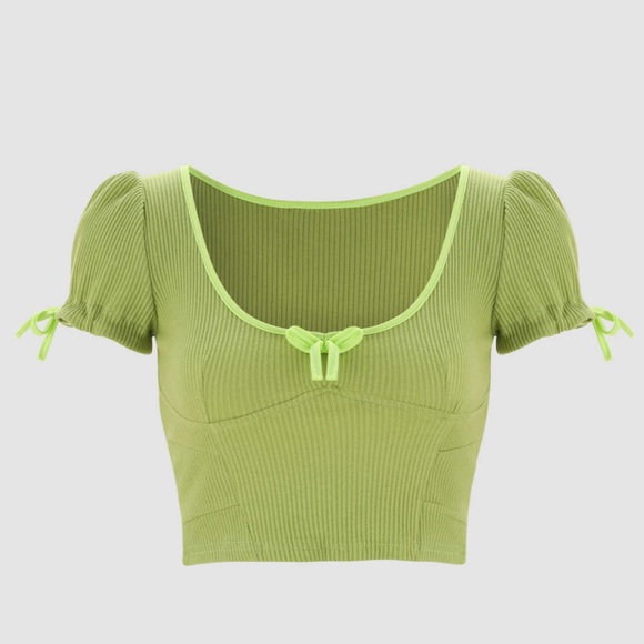 Cider medium ribbed green shirt with bows - Picture 1 of 4